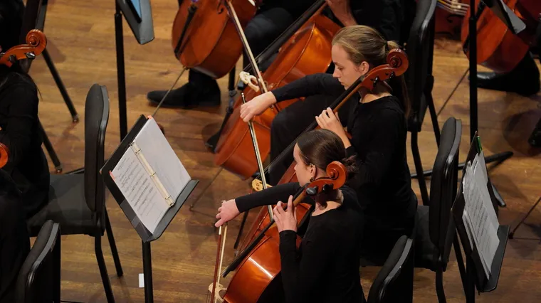 The NCYO cello section mid-performance